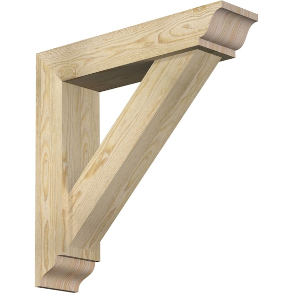Ekena Millwork Traditional Traditional Rough Sawn Bracket w/ Offset Brace, Douglas Fir, 6"W x 26"D x 26"H BKT0604X26X26TRA01RDF - main